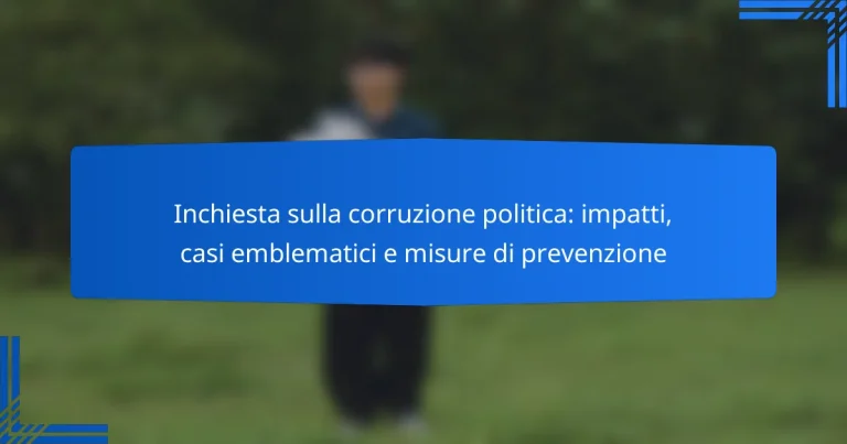 Inchiesta sulla corruzione politica: impatti, casi emblematici e misure di prevenzione