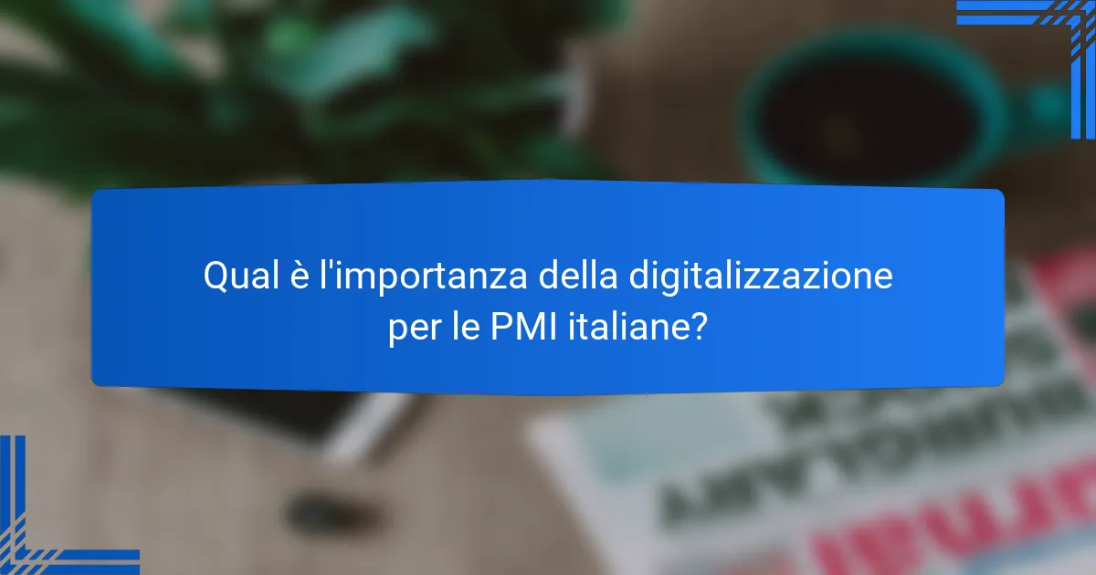 Qual è l'importanza della digitalizzazione per le PMI italiane?