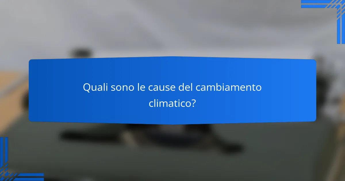 Quali sono le cause del cambiamento climatico?