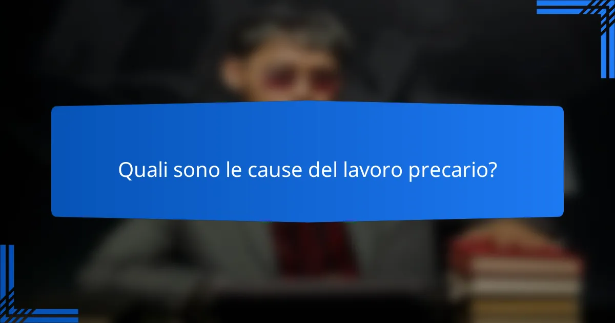 Quali sono le cause del lavoro precario?